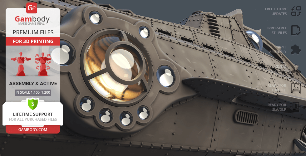 Close-up of a detailed 3D model of the Nautilus submarine, showcasing intricate exterior features.