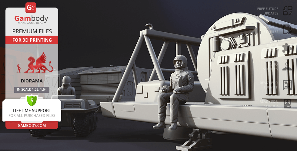 3D model of an Eagle Transporter with detailed add-ons and a seated astronaut figure, ready for 3D printing.