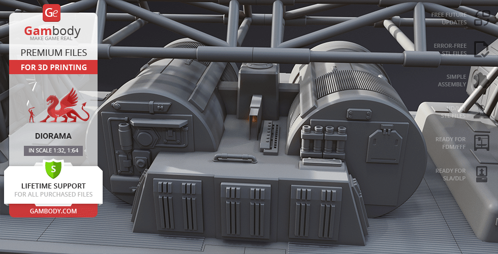 A detailed 3D model add-on kit for the Eagle Transporter, featuring mechanical components and structures.