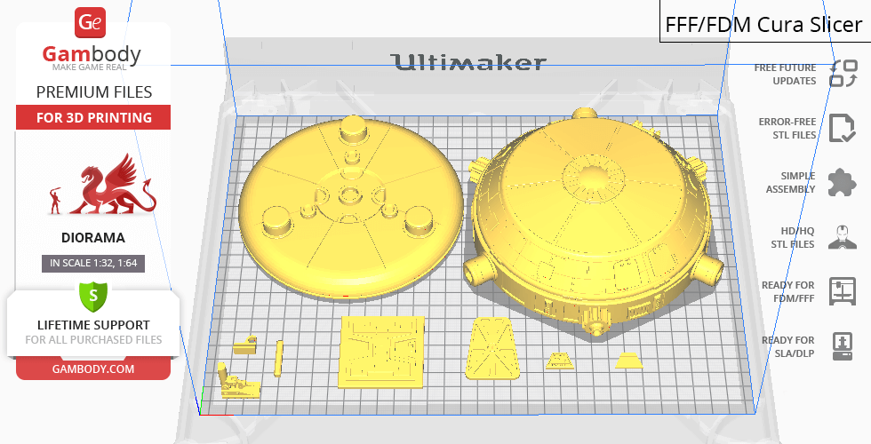 3D print layout of Eagle Transporter add-on parts on slicing software.