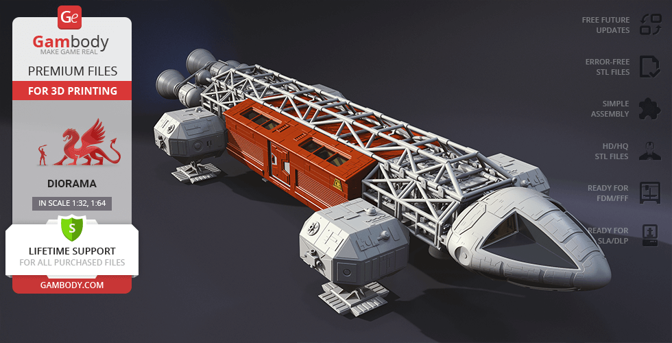 3D model of an Eagle Transporter with add-on kit features, designed for 3D printing in diorama scale.