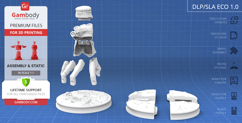 3D model STL files of a disassembled hand for printing, including base and detailed parts.