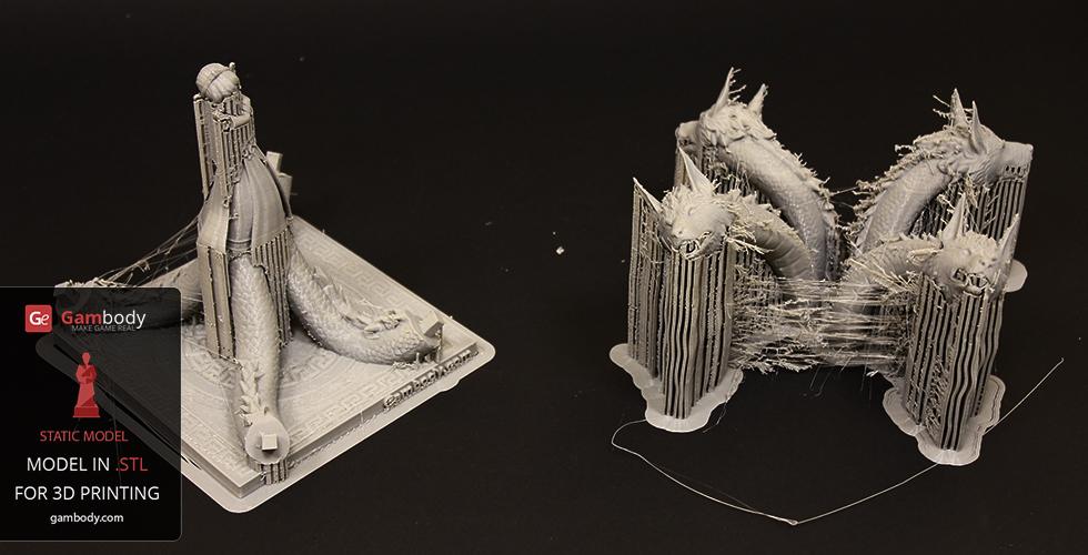 3D printed Scylla model from 'Smite' with multiple serpent heads on separate pieces.