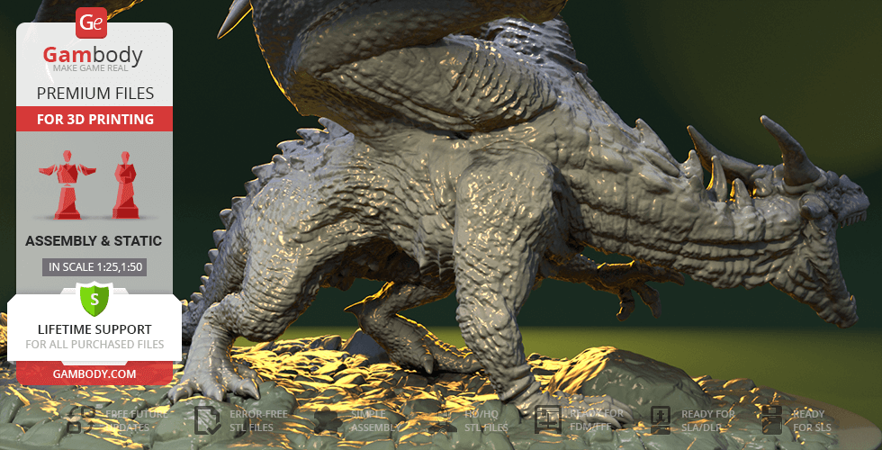 Gambody STL files of Viserion Dragon Game of Thrones for 3D Printer