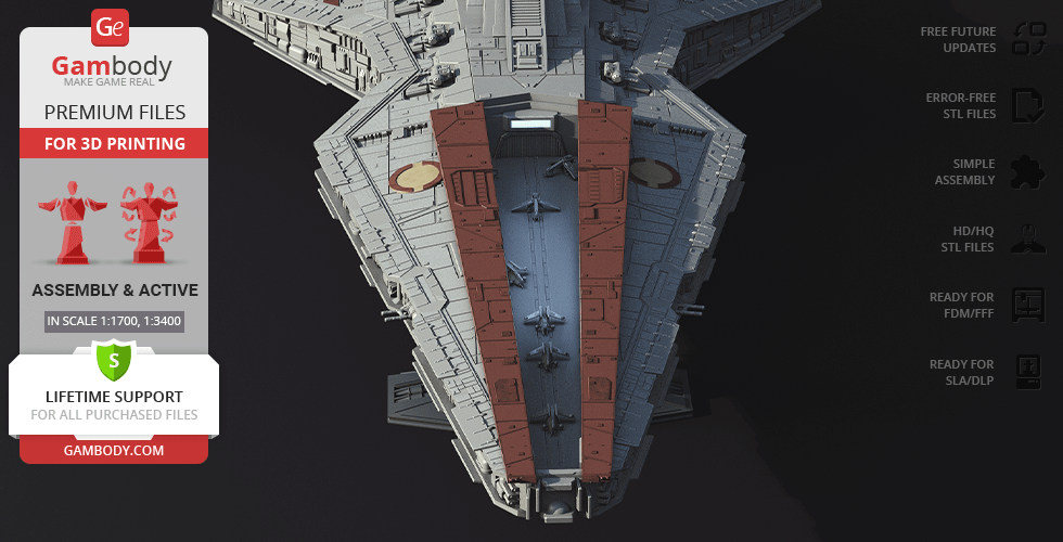 3D model of Venator-class Star Destroyer, detailed, ready for printing from Gambody.