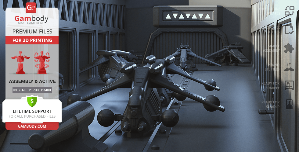 Detailed 3D model of a Venator-class Star Destroyer interior, ready for 3D printing.