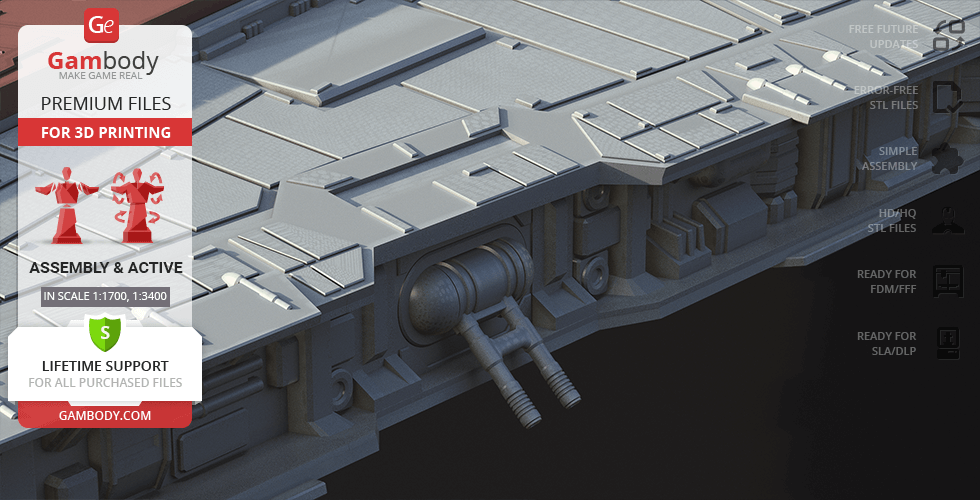 Detailed 3D model of Venator-class Star Destroyer, ready for 3D printing on Gambody.