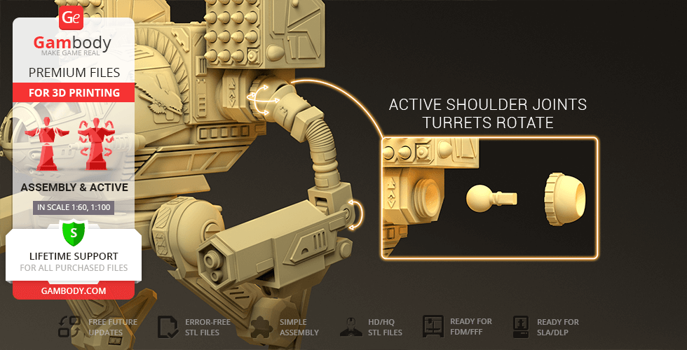3D model of MadCat Mech with detailed limbs and rotating turret, ideal for 3D printing.