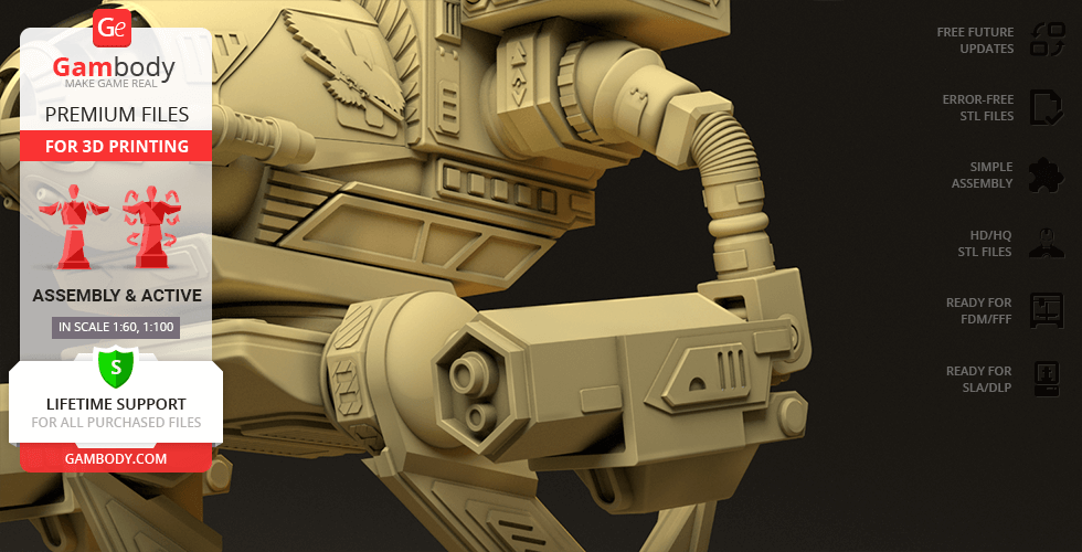 Detailed 3D model of a MadCat Mech for printing, showcasing mechanical design and features.