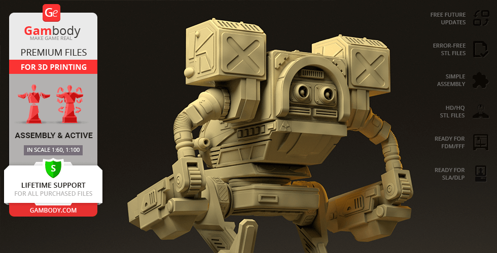 A detailed 3D model of the MadCat Classic Mech for printing, showcasing its robust and intricate design.