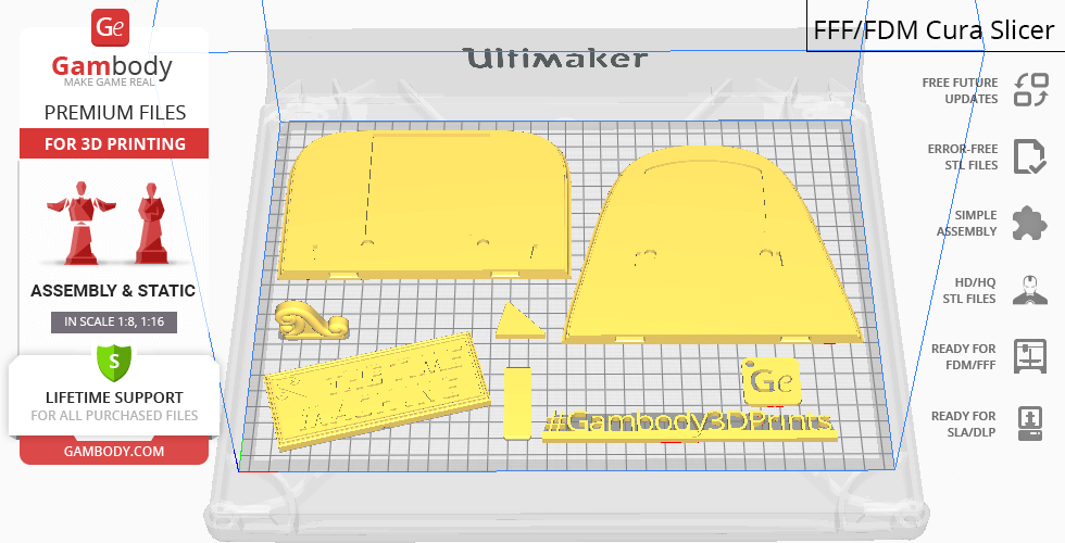 STL files for a 1960 Time Machine model arranged for 3D printing on a grid layout.