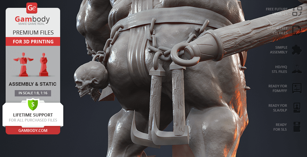 A detailed 3D model of the Butcher from Diablo IV, featuring his signature weapon and menacing appearance.