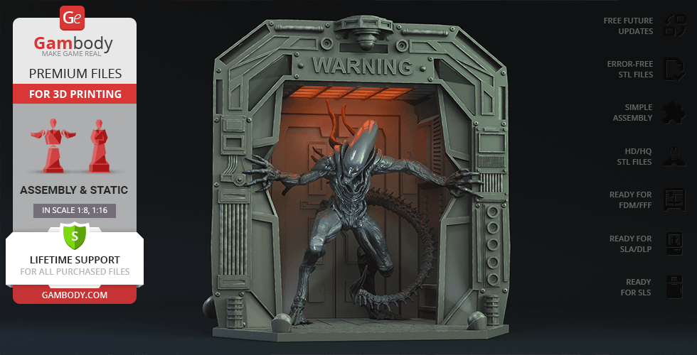 Buy Alien Xenomorph Escape 3D Printing Figurine | Assembly