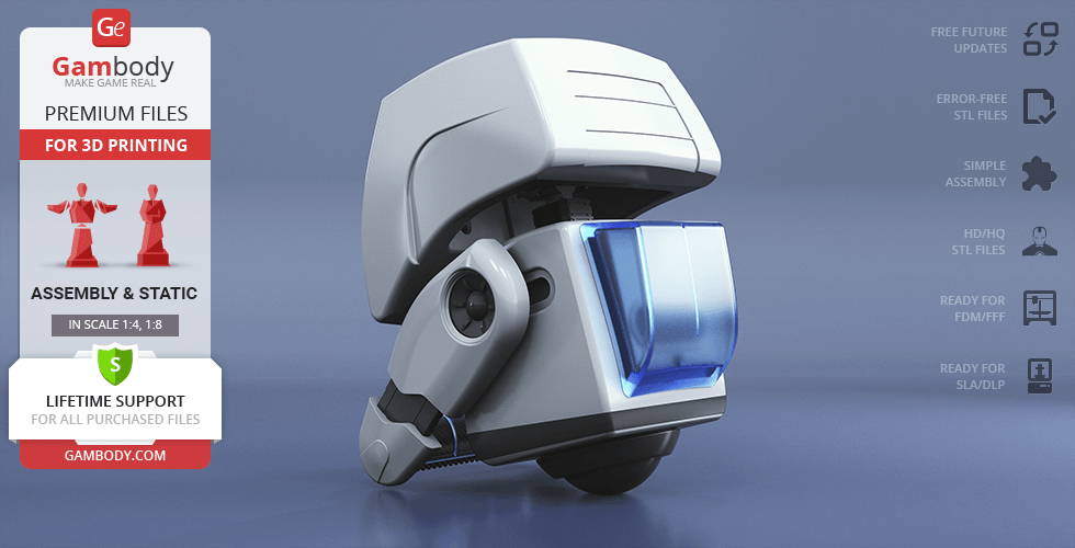 3D model of M-O from WALL-E for printing, featuring detailed and smooth design.