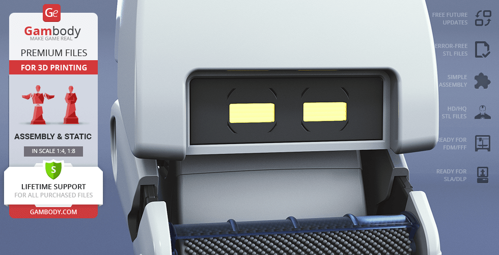 A 3D model of M-O from WALL-E, featuring detailed and realistic design elements for printing.