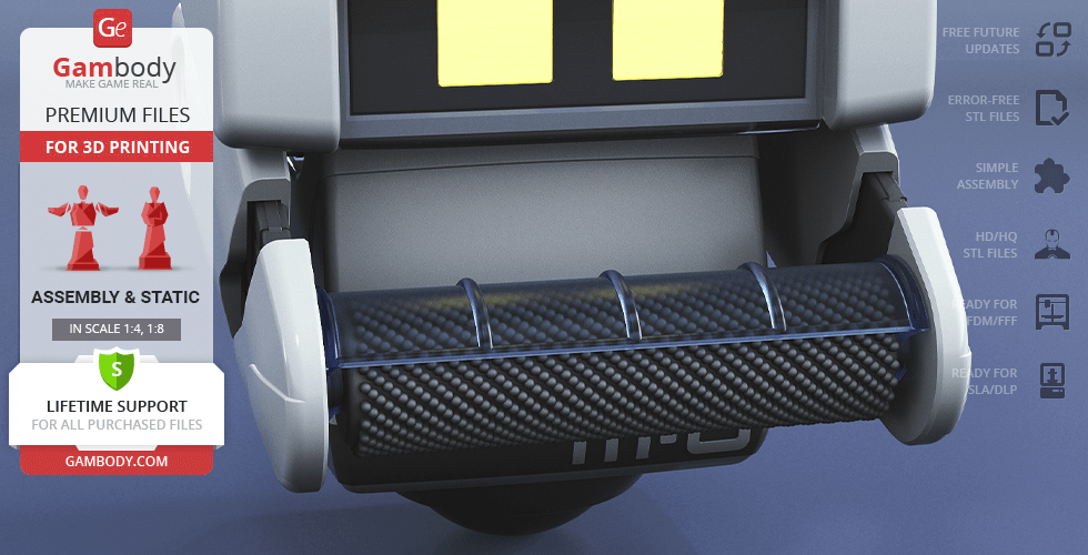 A detailed 3D model of M-O from WALL-E, designed for 3D printing by Gambody.