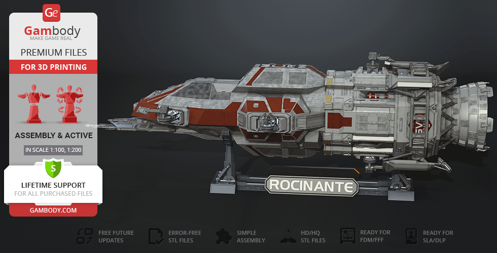 thumbnail image 2 of The Rocinante Model Kit – 1, 3, 6 Or 12 Inch – Custom Expanse Spaceship – 3D4K – PLA & Resin – USA 2 of 3