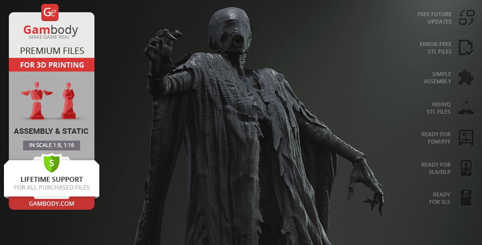 A sinister, cloaked figure with a skeletal hand reaching out, designed for 3D printing.