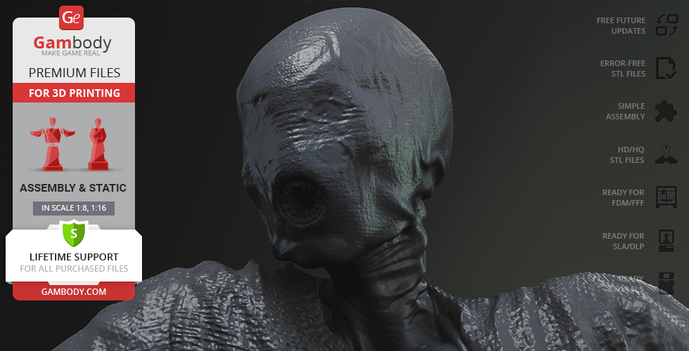A hooded, ghostly figure with a skeletal face, suitable for 3D printing.
