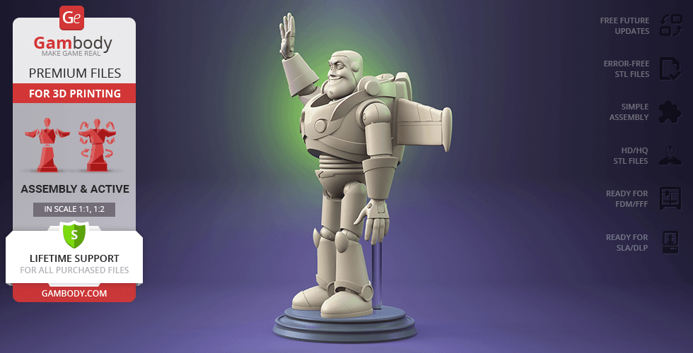 3D model of a character in a spacesuit with a raised hand, designed for 3D printing on Gambody.