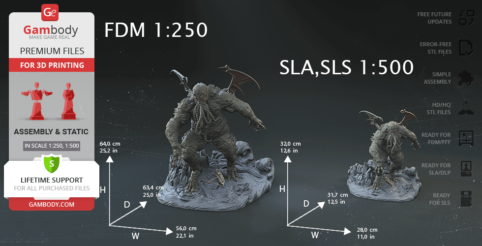 Detailed Cthulhu 3D model file for printing, depicting a monstrous, tentacled creature.