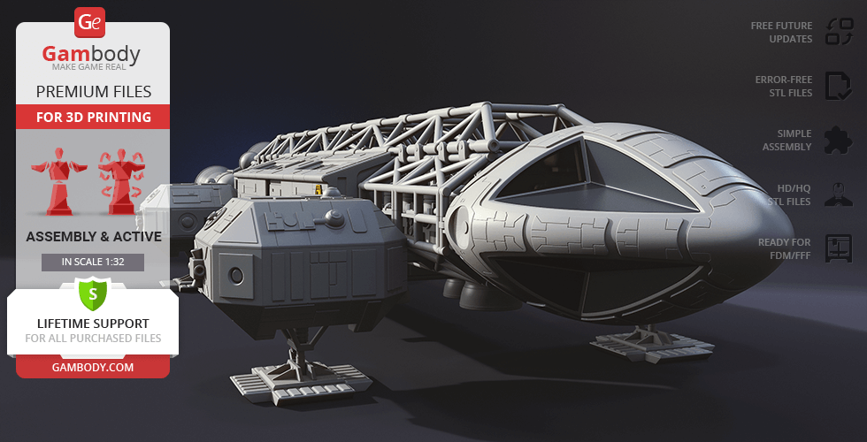 Detailed 3D model of the Eagle Transporter spaceship for 3D printing displayed on Gambody.
