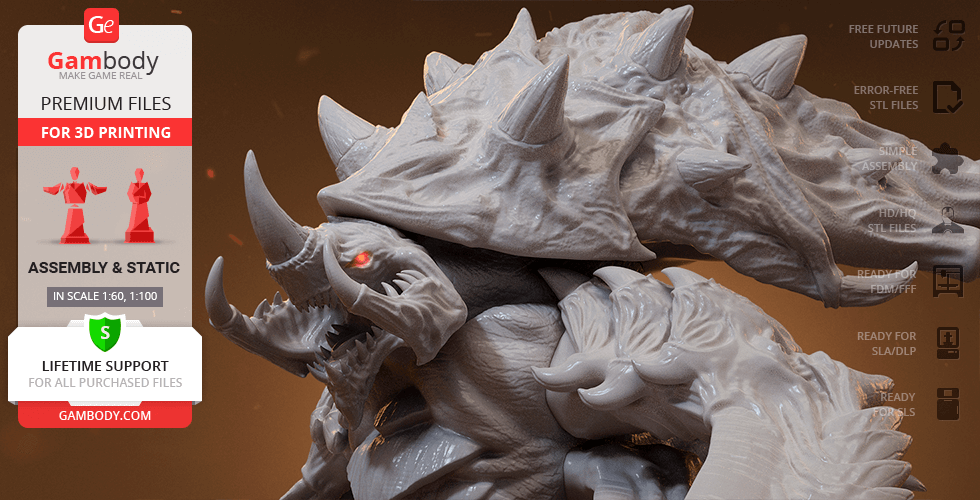 A detailed 3D model of a StarCraft Ultralisk, showcasing its massive armored body and tusks.