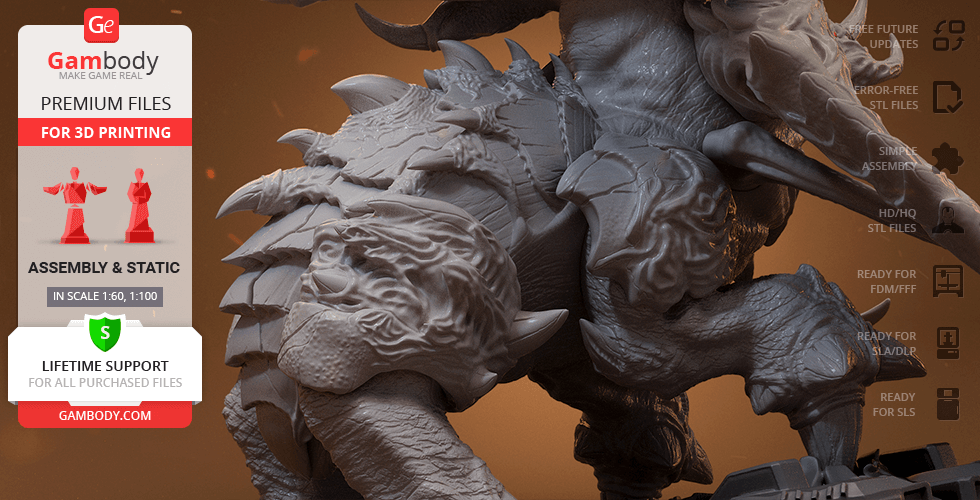 Detailed 3D model of a StarCraft Ultralisk, showcasing textured armor and menacing features.