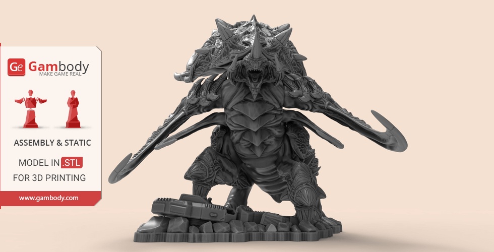 A detailed 3D model of a StarCraft Ultralisk, designed for 3D printing.