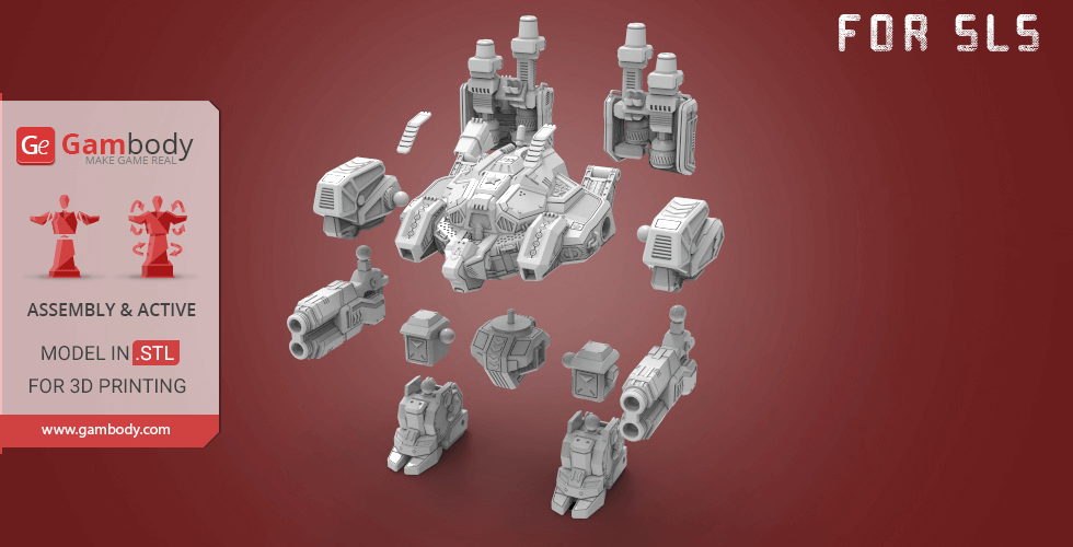 A detailed assembly of the Terran Thor mech from StarCraft, in STL format for 3D printing.