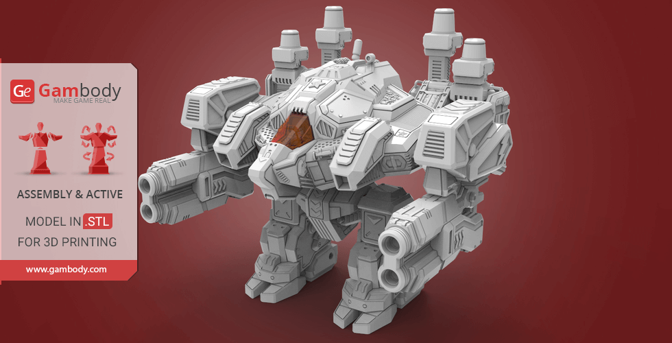 A detailed 3D model of the Terran Thor mech from StarCraft, designed for 3D printing.