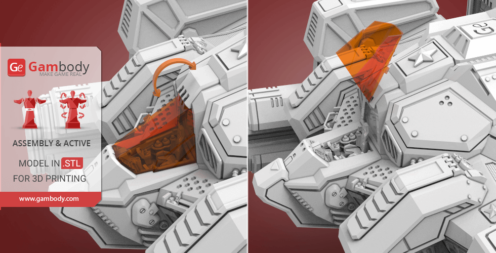Detailed 3D model sections of the Terran Thor from StarCraft, showing intricate mechanical parts.