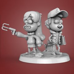 preview of Dipper and Mabel 3D Printing Figurines | Assembly
