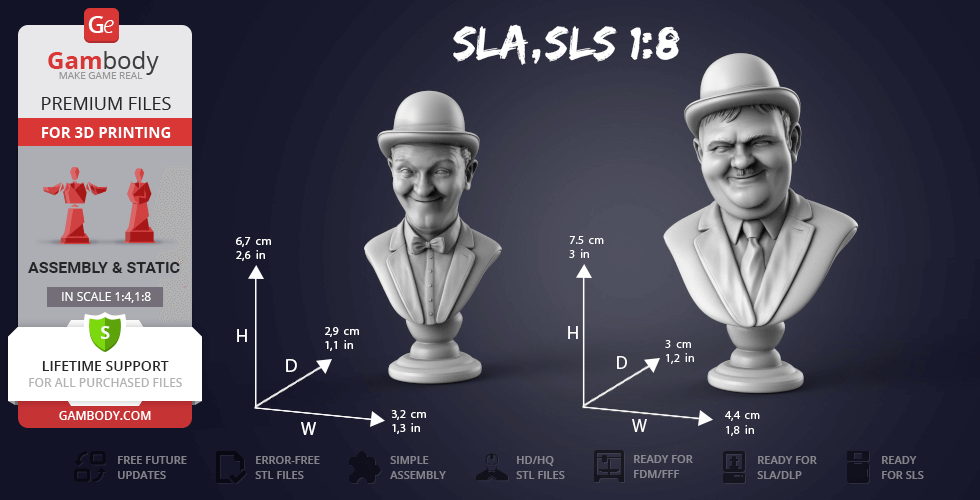 Laurel and Hardy Busts 3D Printing Figurines | Static