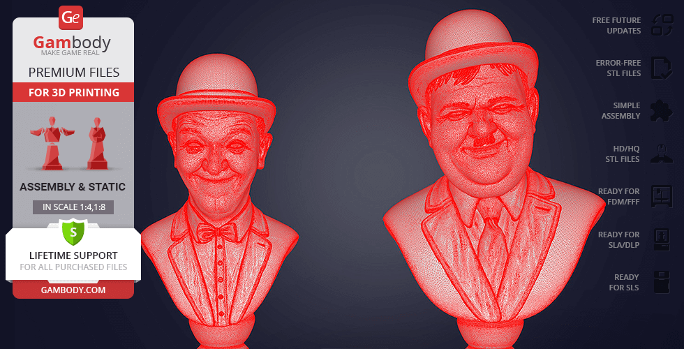 Laurel and Hardy Busts 3D Printing Figurines | Static