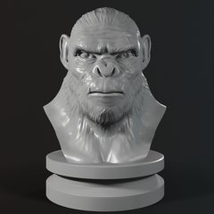preview of Koba Monkey Bust 3D Printing Miniature | Static