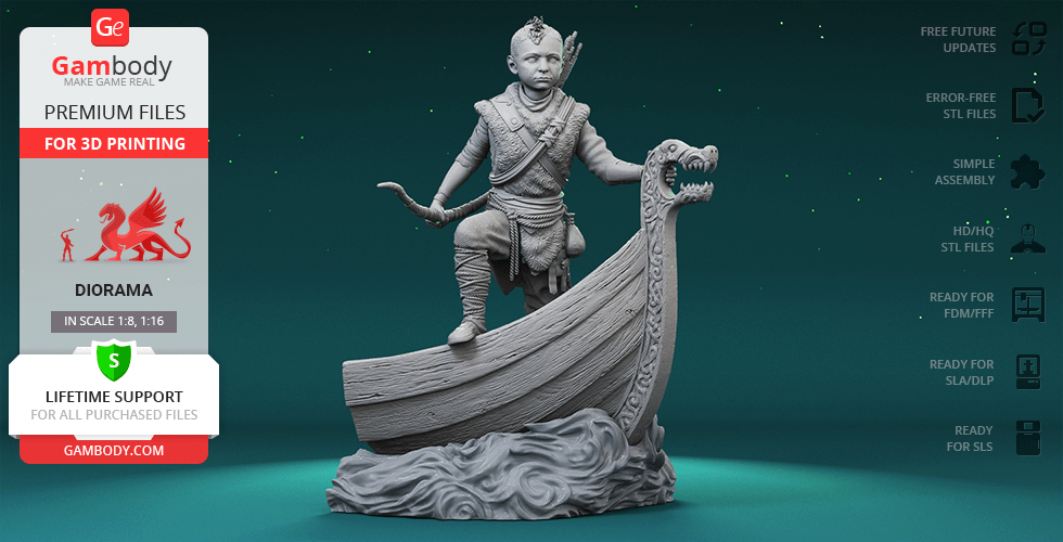 Kratos God of War Statue - STL File 3D Print