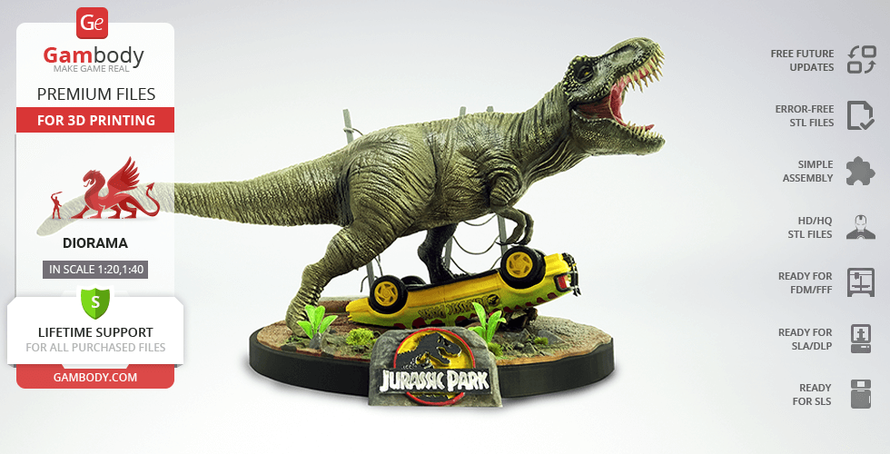 Jurassic Park T. Rex - STL files for 3D Gambody