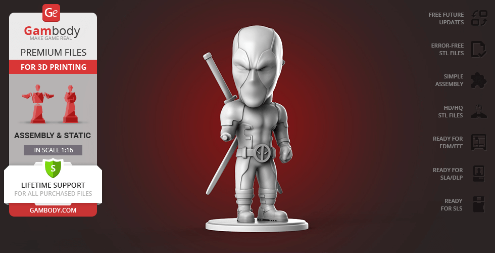 Buy Chibi Deadpool 3D Printing Figurine | Assembly
