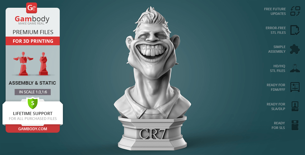 Buy Ronaldo Сaricature Bust 3D Printing Figurine | Static