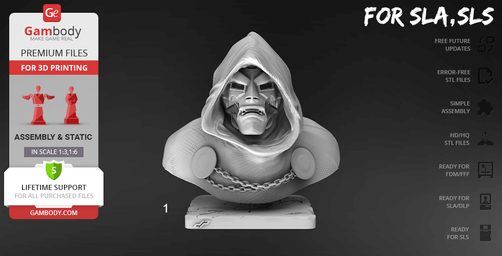 Buy Dr Doom Bust 3D Printing Figurine | Assembly