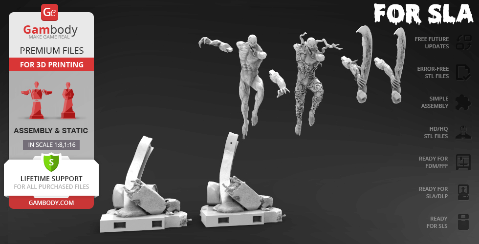 Venom 3D printing model with various dynamic poses and assembly parts from Gambody.