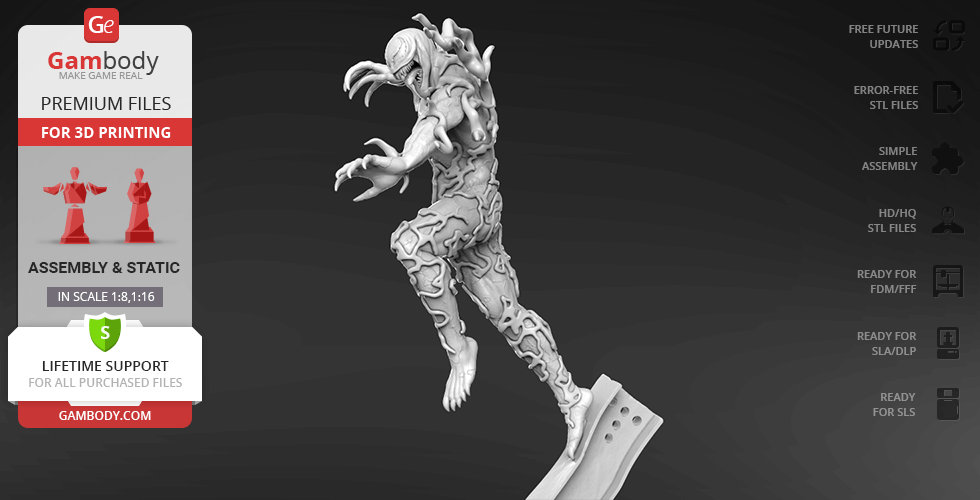 Venom 3D model in dynamic pose, ready for printing, featuring detailed textures and muscular build.