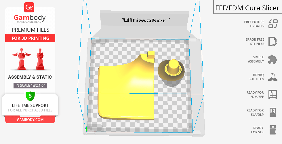 3D printing layout of Rootmars model parts in slicer software on a checkered grid.