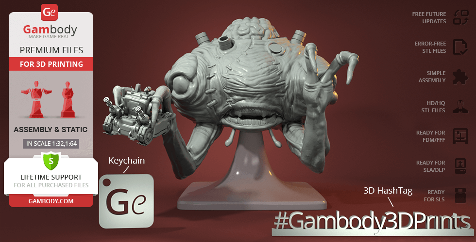 Alien-like creature with mechanical arms from Metal Slug, designed for 3D printing.