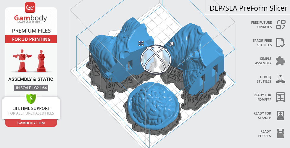 3D model of Rootmars from Metal Slug, divided into parts for printing, displayed within a slicer interface.