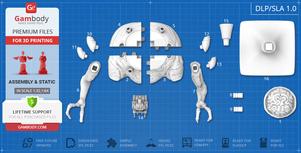 3D model parts layout for Rootmars from Metal Slug, including limbs, head, and accessories for printing.