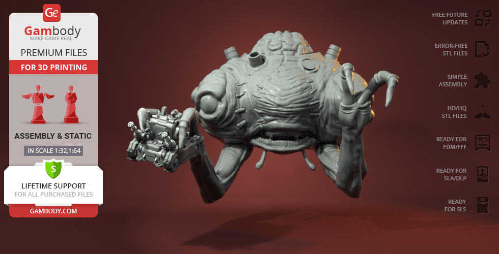 Detailed alien creature model from Metal Slug, designed for 3D printing, with robotic appendages.