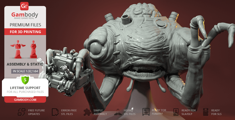 A detailed 3D model of Rootmars from Metal Slug with intricate alien features and mechanical elements.