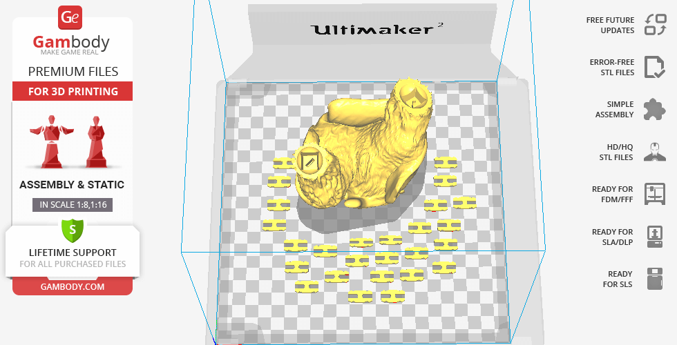 3D model of Ursa from Dota 2, prepared for 3D printing in a virtual Ultimaker 2 printer space.